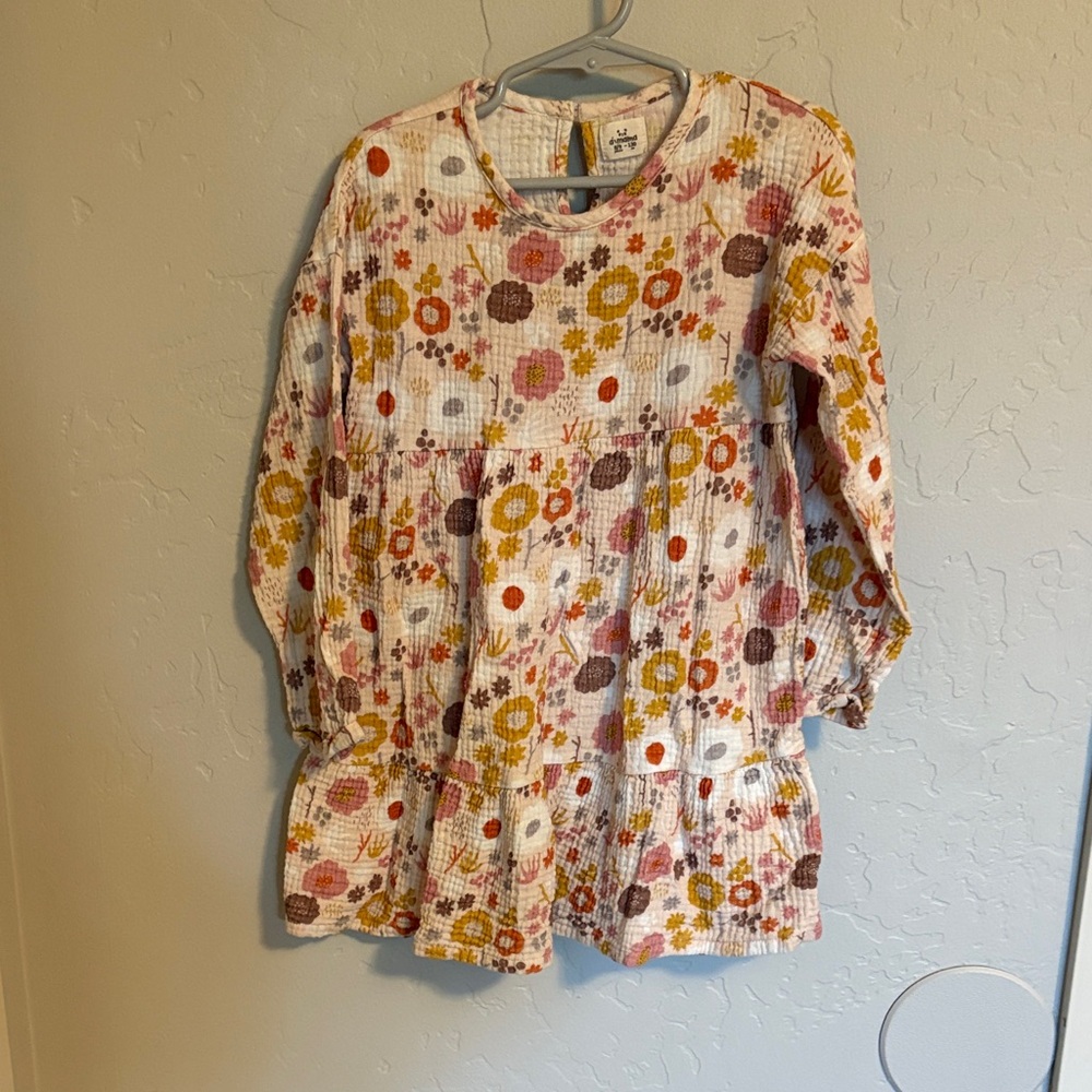 💛 Charming Floral Kids Dress - Pink, Yellow, Brown
